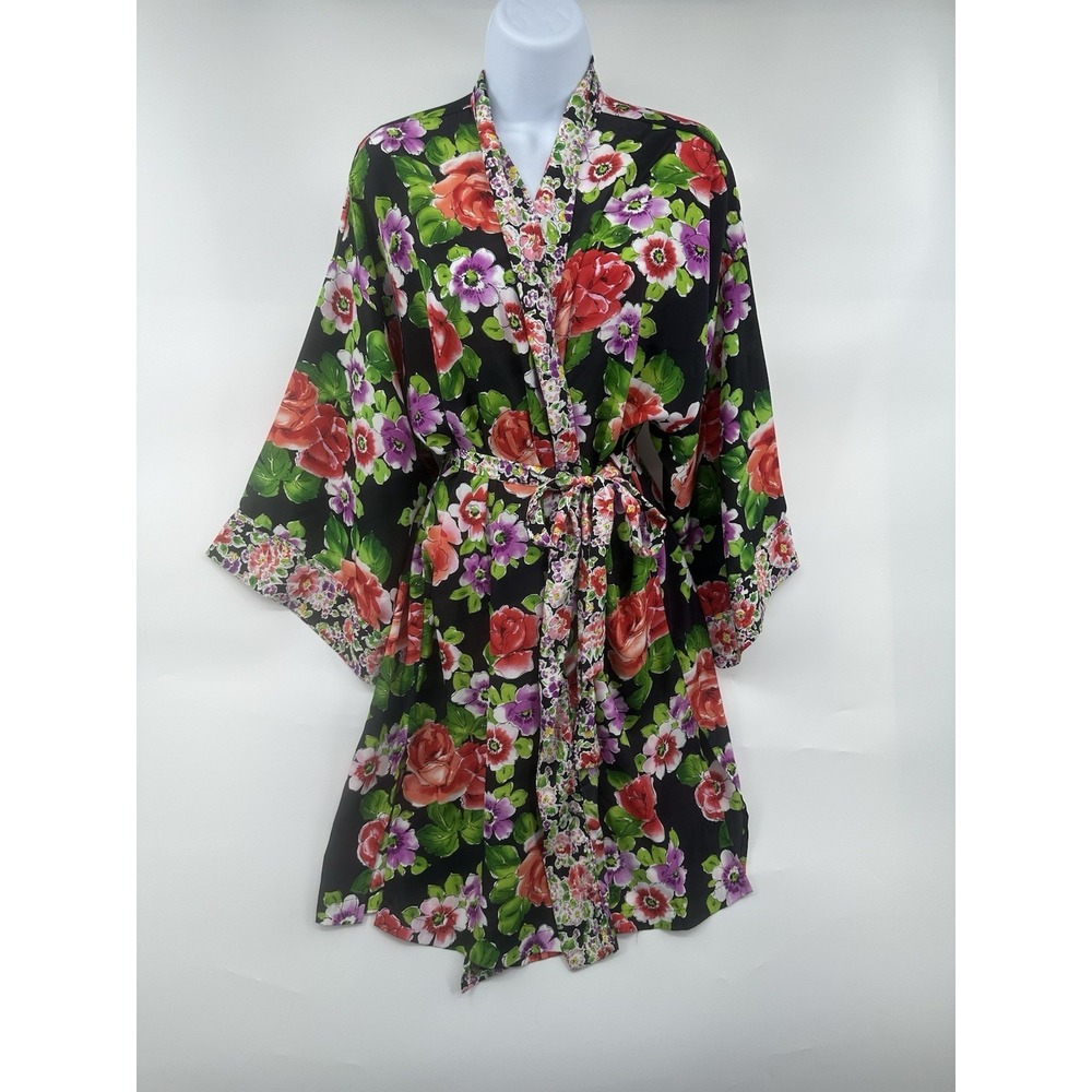 Vintage Victoria's‎ Secret Y2K 90's Gold Label Robe Kimono Floral Roses One Size